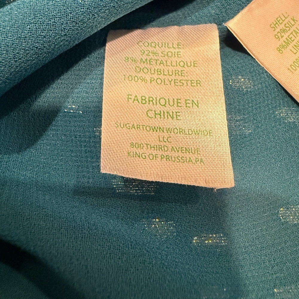 Lilly Pulitzer Matilda Silk Chiffon Blouse Teal Blue Top w/Silver Accents Sz: XS - Picture 12 of 16